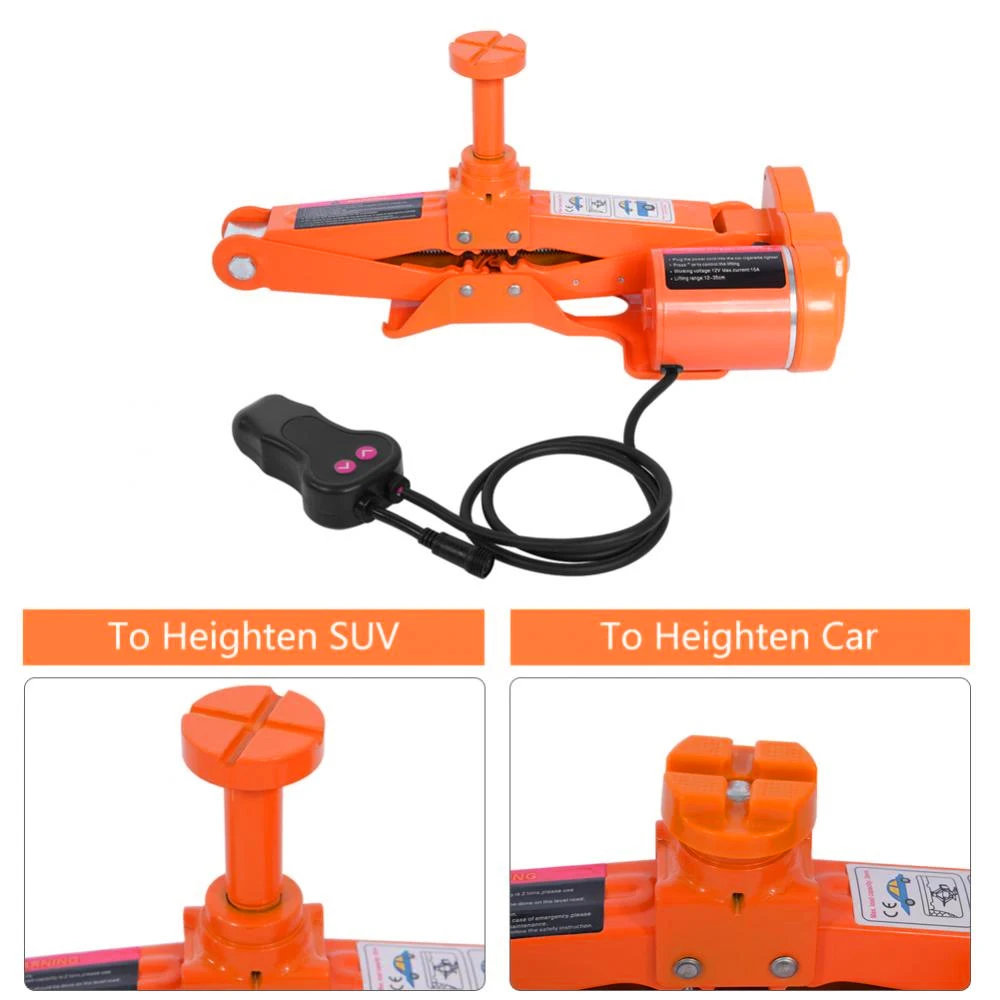 

12V DC 3Ton Automotive Electric Jack Lifting Car SUV Emergency Equipment Tool with Impact Wrench Scissor Jack Orange Color QZ020