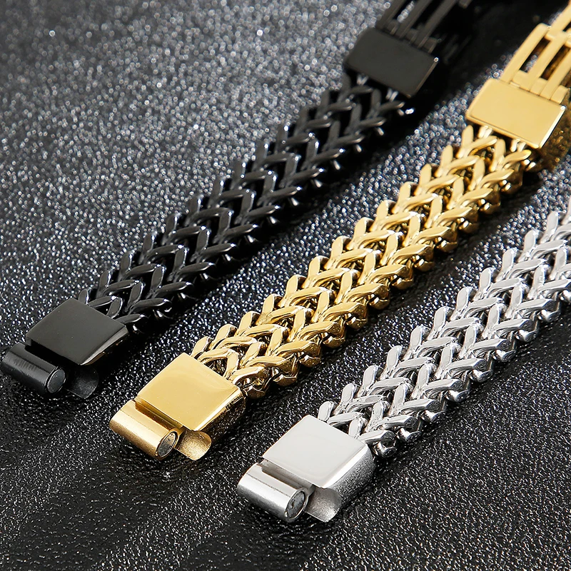 Браслет на руку мужской из нержавеющей стали золотая цепочка звеньев 11 мм