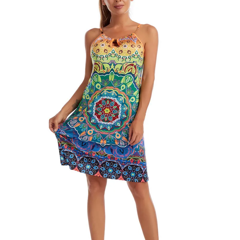 

Summer Women's Dress 2021 Bohemian Sexy Backless Casual Low Chest Sling Slips Under Ladies Dress Beach party Short dresses