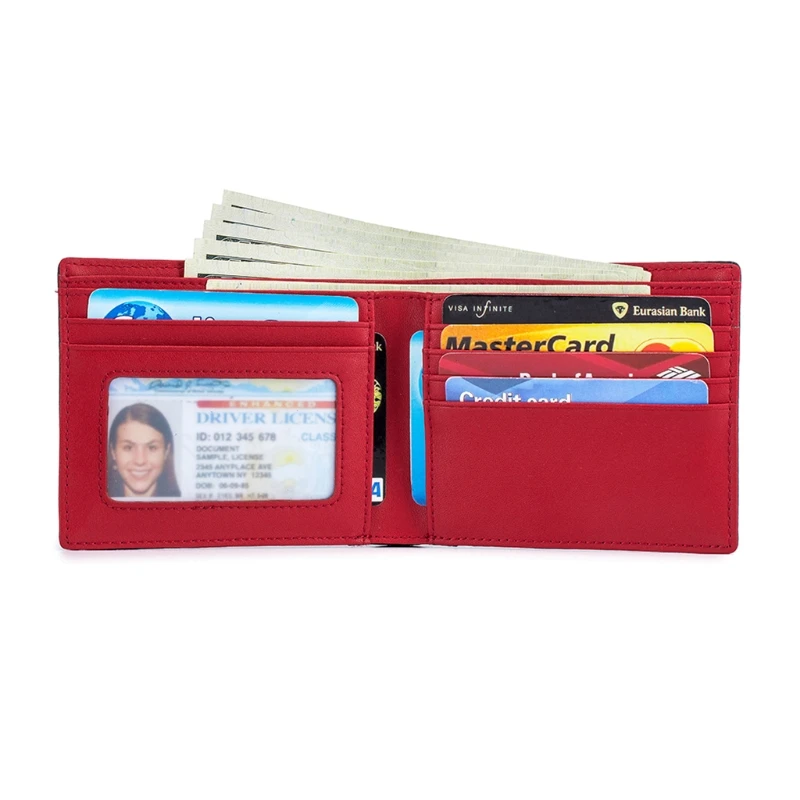 

Мужской кошелек с RFID-защитой, винтажный кожаный короткий бумажник, деловой складной держатель для мелочи с окошком для удостоверения лично...