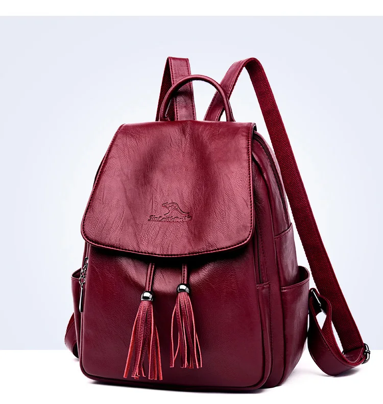 Модный женский рюкзак Mochilas из овечьей кожи с кисточками, Женская дорожная сумка, рюкзаки, школьные рюкзаки для девочек-подростков
