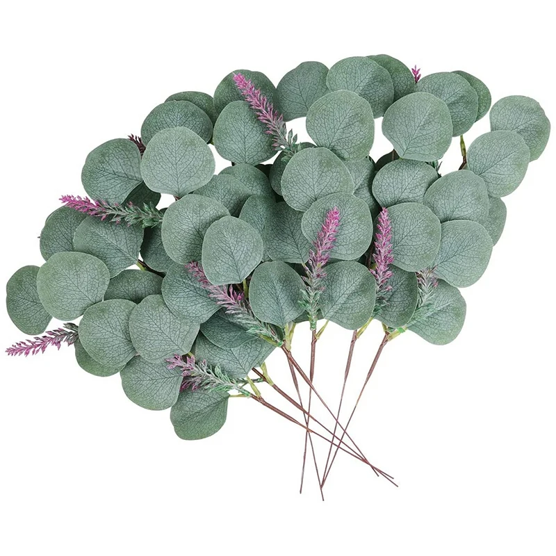 24 шт искусственные листья эвкалипта стеблей оптом искусственная зелень растений