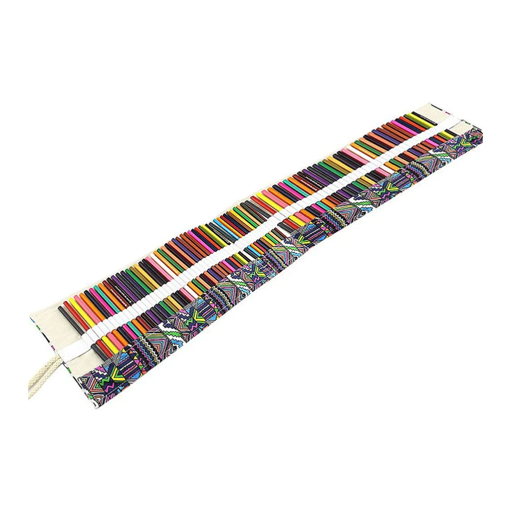 

Colored Canvas Roll Pencils Wrap 72 Pencils Holder for Gen Pens Colored Pencils Set (72 Slots Pencil Wrap)