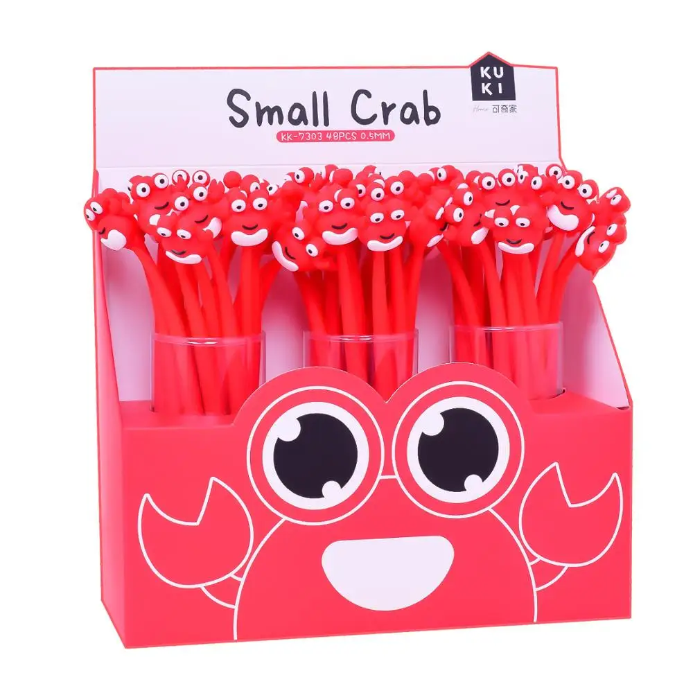 

24 pcs/lot Creative Crab Gel Pen Cute Bendable 0.5mm black Ink Signature Pens Promotional Gift Office School Supplies