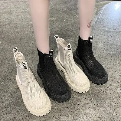 

Martin boot gauze Summer thin hollowed out breathable chimney short boots thick-soled Roman women's shoes 2021 women sandals