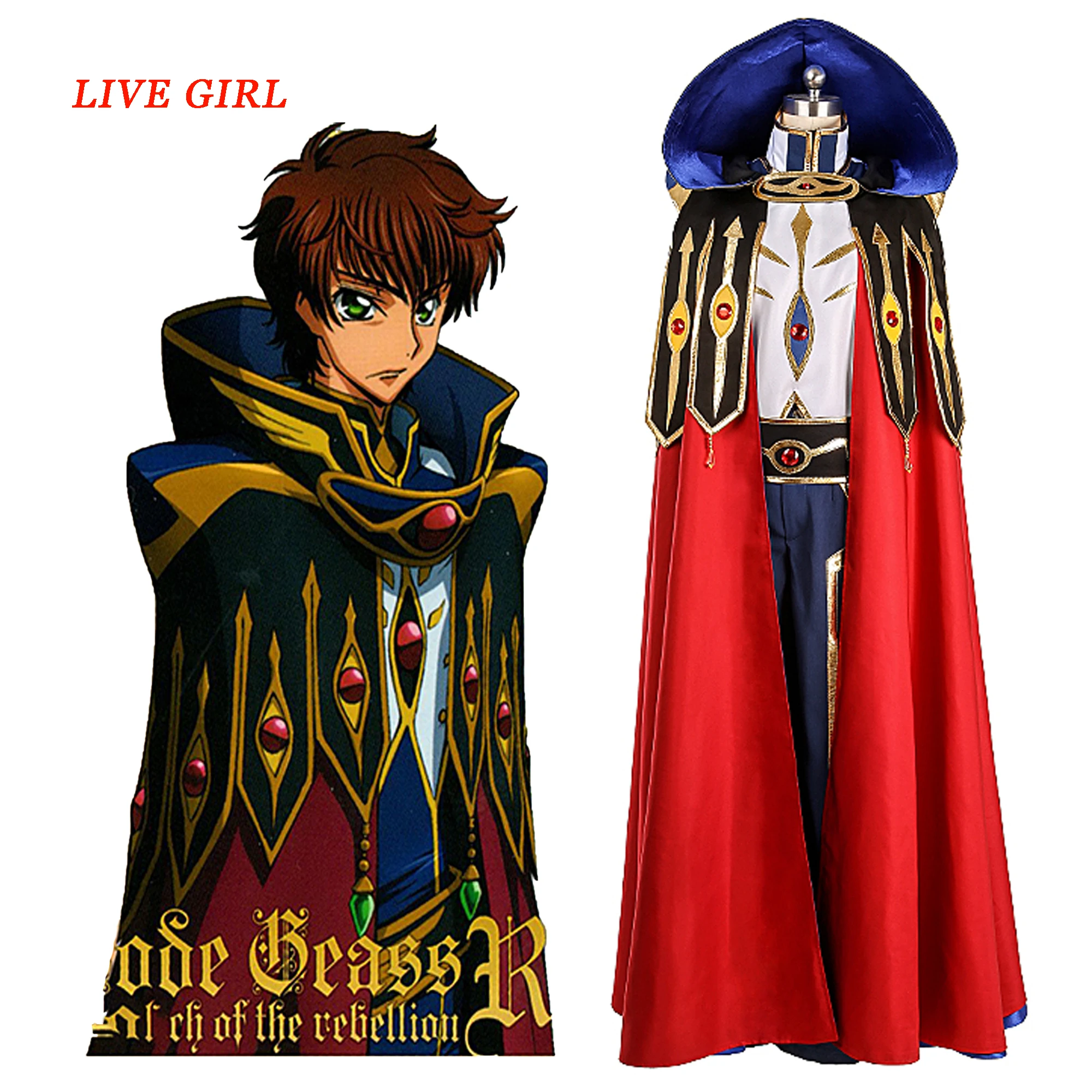 

Код Geass Рыцарь семи костюмированных костюмов Мужской плащ смокинг костюм для Хэллоуина вечеринки любой размер