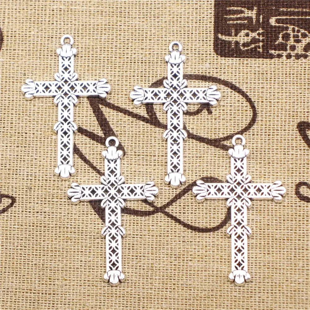 

Charm For Making Jewelry Pendants Antique Silver Color Cross 40x25mm 5pcs
