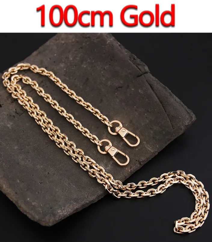100cm Gold Светло 7 мм золото, пистолет черный, серебряный сменный кошелек цепь наплечный ремень через плечо для небольшой сумки, клатч Сумки DIY O цепи - Цвет: 100cm Gold