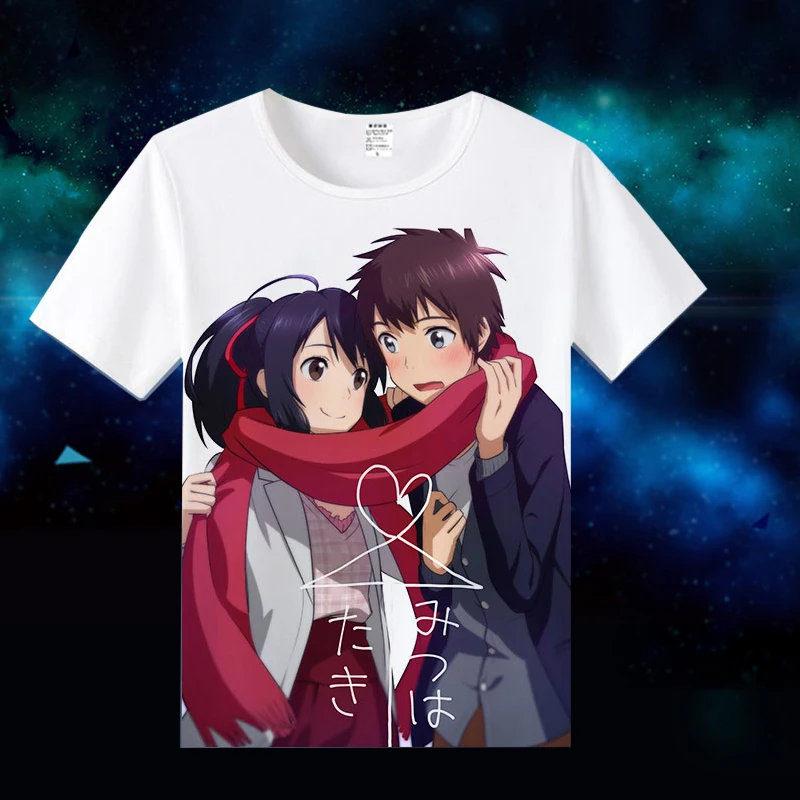 Футболка для косплея с вашим именем Tachibana Taki Miyamizu Mitsuha футболка короткими