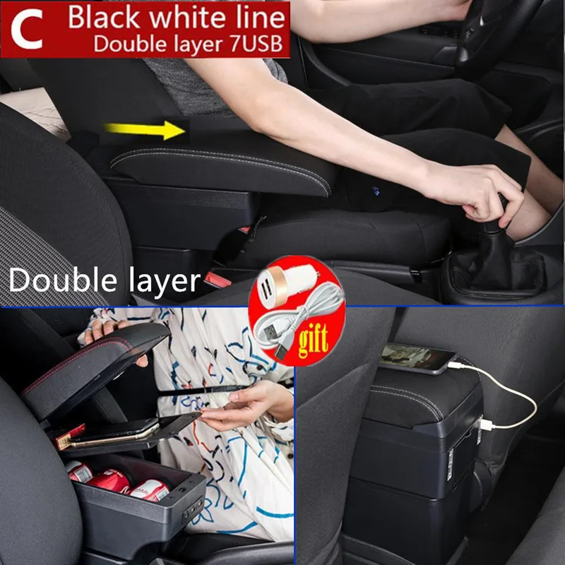 For Renault Logan Armrest Sandero 2 2018 Car box Interior special Retrofit Center Storage USB interfac |