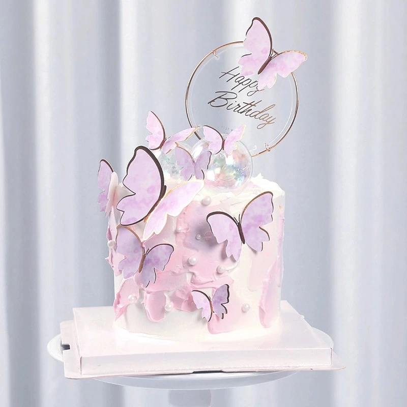 

Butterfly Cake Toppers Happy Birthday Cake Toppers Handmade Painted Wedding Birthday Party Cake Decoration Party Baking Supplies
