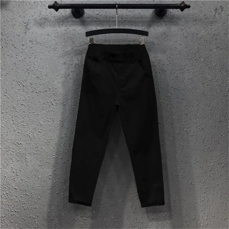 Джинсы женские с эластичным поясом свободные хлопковые брюки-султанки из денима