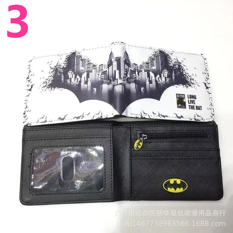 Оригинальный кошелек Superheroes Justice League Batman двухскладочный унисекс с настоящей кожей для мужчин.