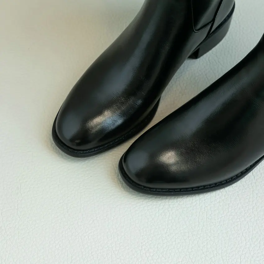 QUTAA/2020 женские сапоги до колена модная женская обувь из коровьей кожи с круглым