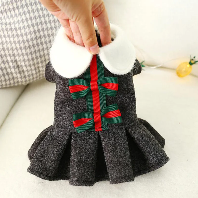 Petcircle/новое платье принцессы собак в школьном стиле темно-серая шерстяная юбка