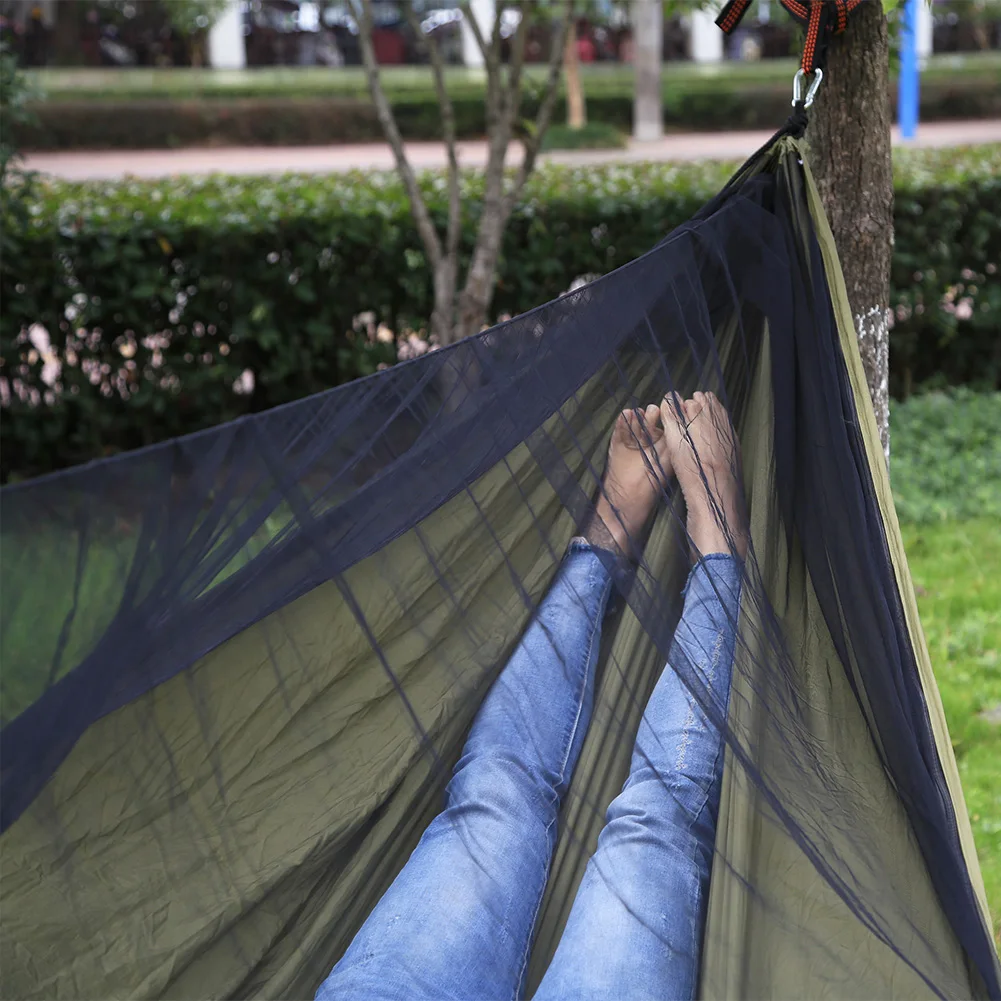 

290X140cm Camping/Garden Hammock With Mosquito Net Outdoor 1-2 Person Hanging Bed Strength Parachute Fabric Portable Sleep Swing