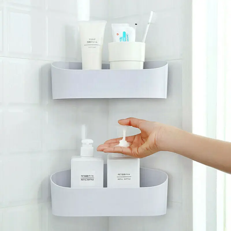 

Plastic Suction Cup Corner Shower Shelf Bathroom Shampoo Shower Shelf Holder Kitchen Storage Rack Organizer