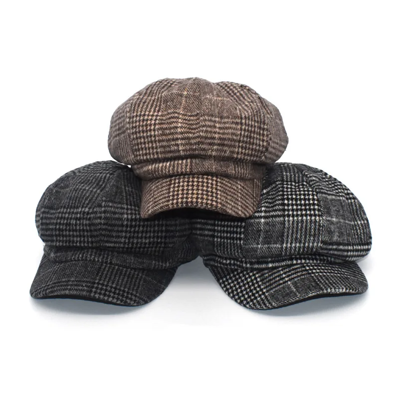 

ZLD New men women casual Autumn Winter hats retro ladies Berets hat wild fashion caps unisex classice octagonal cap Painter hat