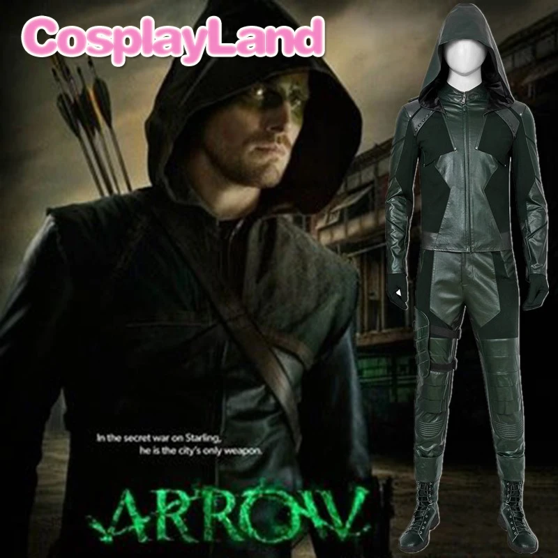 Arrow Season 8 Cosplay Costume Green Arrow Oliver Queen Arrowverse Adult Jacket Halloween Costumes For Men Custom Made