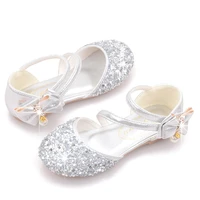 new size 3 12 fashion sequin children kids shoes big girl sandals for summer latin dance princess bow rhinestone leather shoes