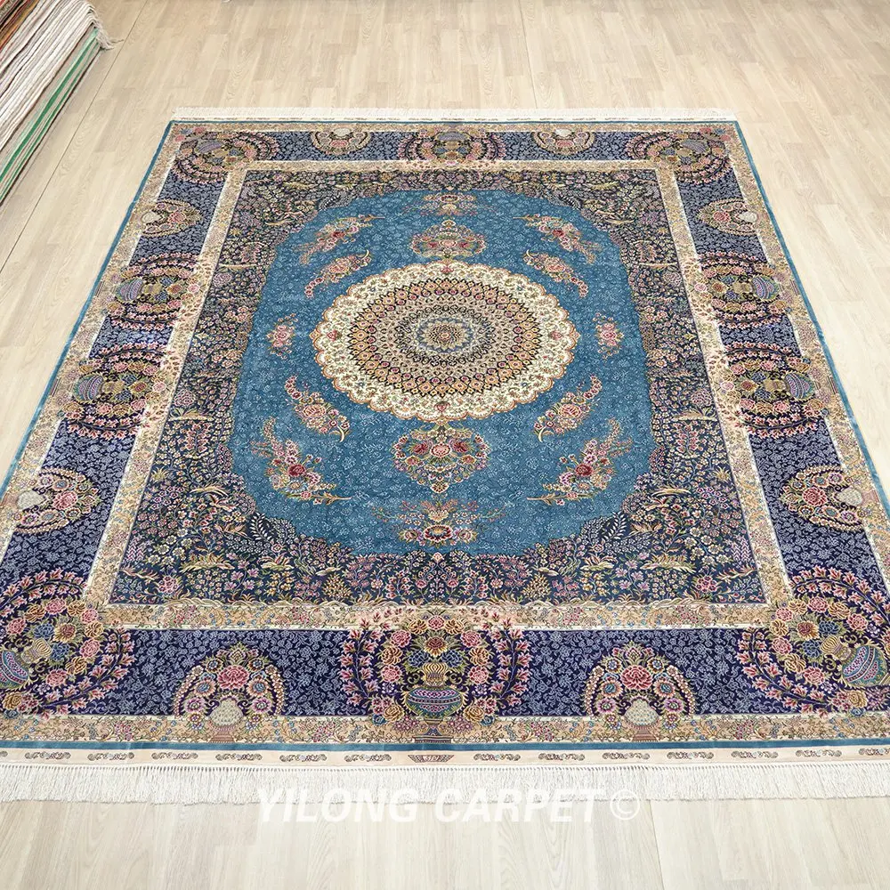 8 'x 10' большой размер гостиная синий персидский ручной работы Hereke шелковый
