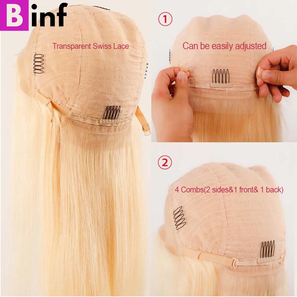 BINF 613 парик с Фронтом шнурка бразильские Прямые Remy человеческие волосы парики