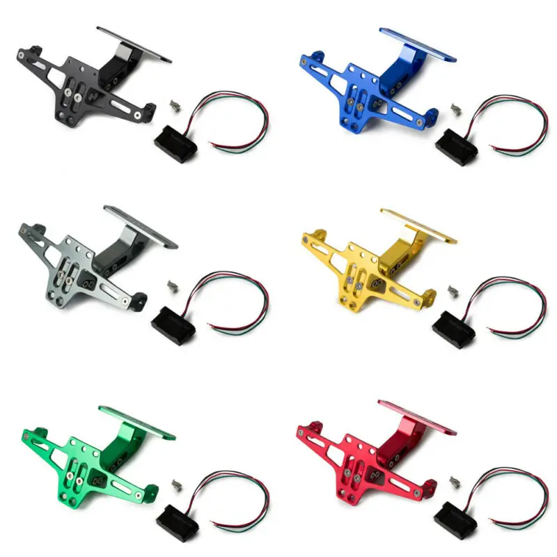 Регулируемый кронштейн держателя номерного знака CNC для мотоцикла + комплект