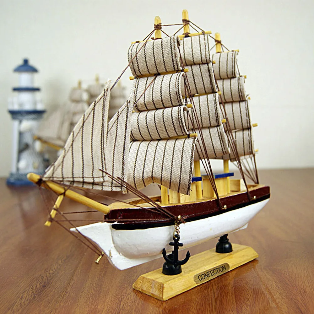

20cm Wooden Sailing Boat Smooth Sailing Home Furnishings Crafts Friends Birthday Gift