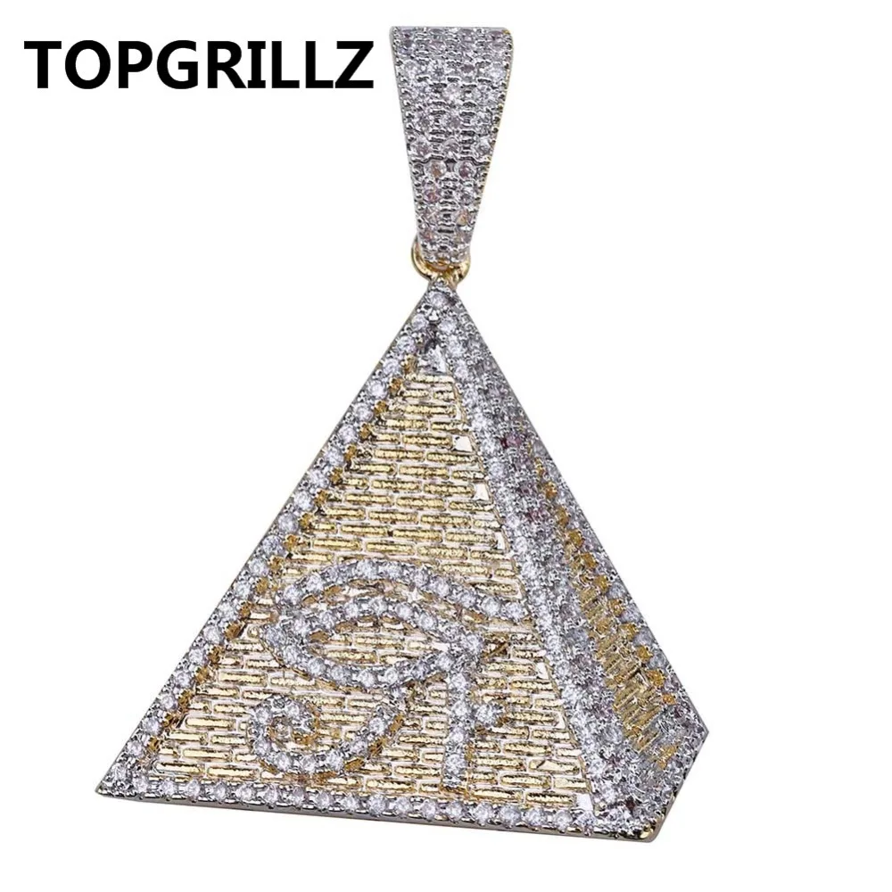 TOPGRILLZ хип-хоп позолоченный египетская Пирамида Глаз Гора кулон ожерелье со льдом набор украшений с цирконием Шарм ювелирные изделия