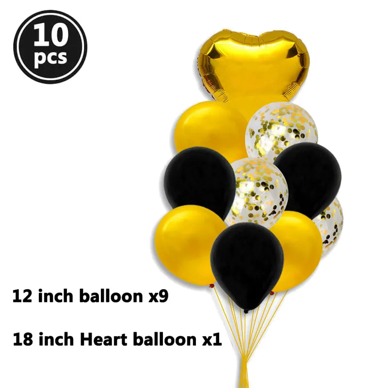 heart gold black 10 шт смешанный воздушный шар "Конфетти" Свадебные украшения для детского душа Девичник вечерние DIY Настольные принадлежности - Цвет: heart gold black