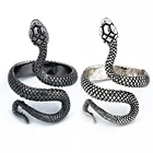 Винтажное кольцо в виде змеи в стиле панк для женщин и мужчин, массивное регулируемое кольцо в античном стиле серебряного цвета, модное индивидуальное стереоскопическое открытие