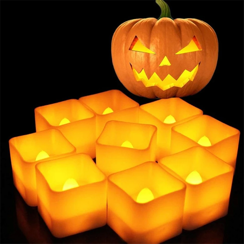 12 Светодиодный беспламенный свечи Tealight с таймером электрические мерцающие на