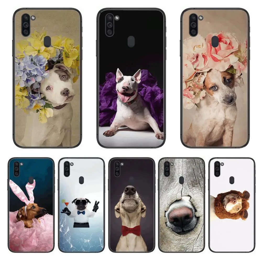 

Personality dress pet dog Fashionable and cute Mobile Phone Case Hull For Samsung Galaxy M 10 20 21 31 30 60S 31S Black Shell