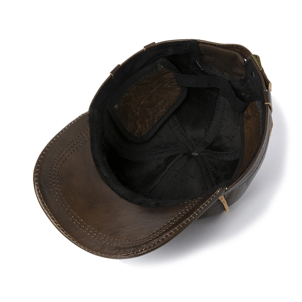 Бейсболка B52 мужская из натуральной кожи однотонная регулируемая бейсболка с