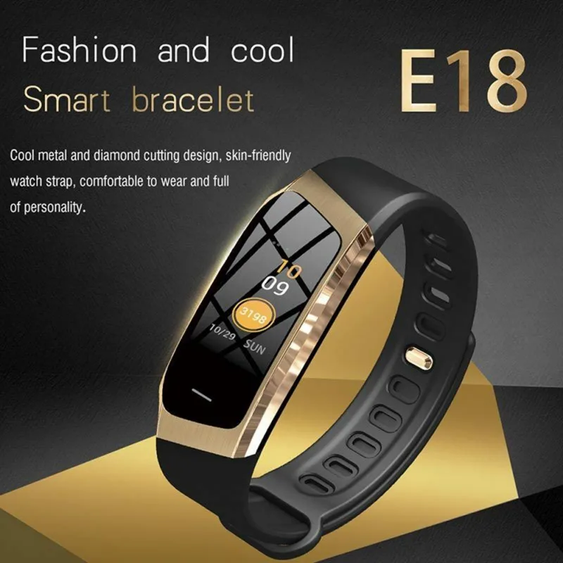 

E18 Color Screen Wristband Real-time Heart Rate Blood Pressure Monitoring Information Push Call Reminder IP67 Waterproof