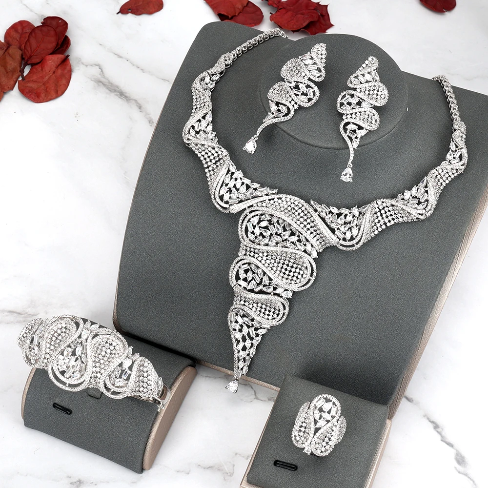 

TIRIM Luxury Elegant Bridal Necklace Set for Women Cubic Zirconia Wedding Jewelry Sets African Brides Accessories Jewelry