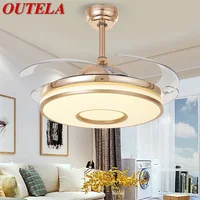 OUTELA Ceiling Fan Light Without Blade Gold Lamp Remote Control Modern For Home Living Room 110V 220V