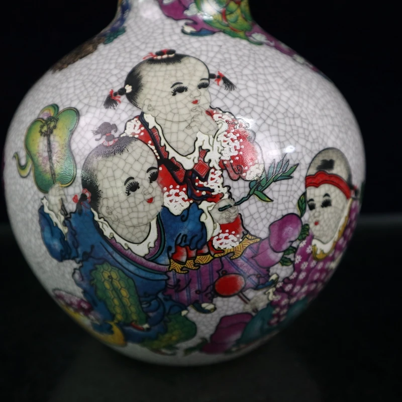 Ранняя коллекция антикварной открытой фамильной розы "Игровой узор с ребенком" бутылка Тяньцюй семейного украшения орнаменты.