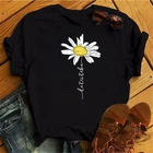 Футболка FIXSYS Женская Повседневная, модный топ с забавными цветами, с круглым вырезом, черная одежда в стиле Харадзюку с короткими рукавами