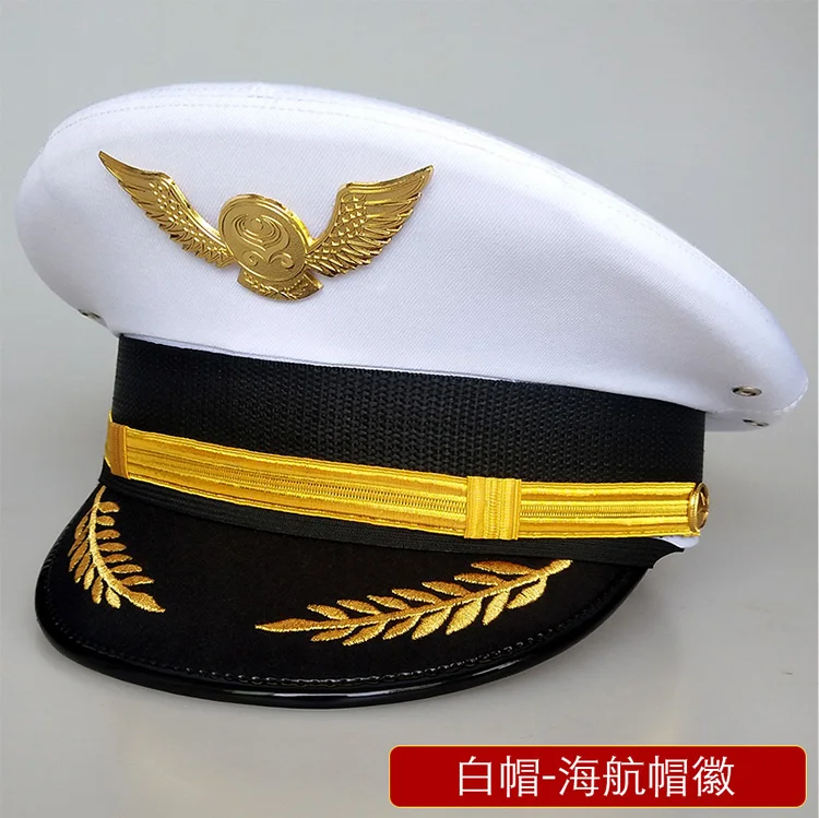 Unisex Flight Airline Captain uniform eaves cap pilot Hat civil aviation cap security  staff Professional headgear railway cap
