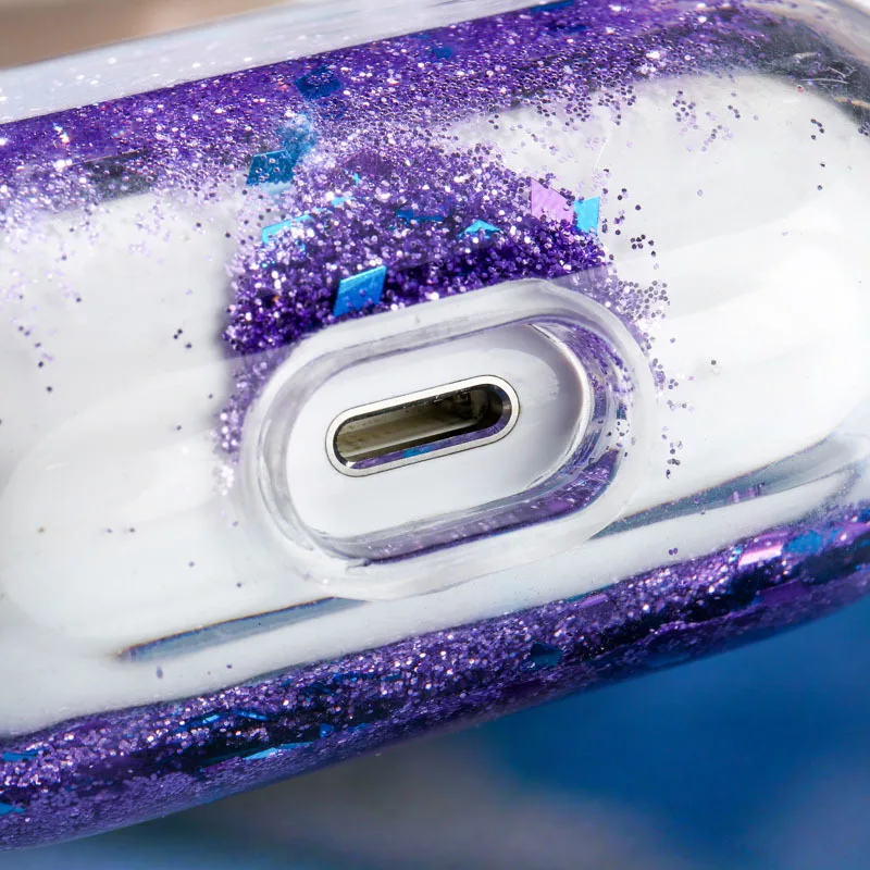 

Covers For Apple Airpods 2/1 Protective Cover Pro Quicksand Earphone cover PC hard shell Airpods Pro case Dynamic Glitter Liquid