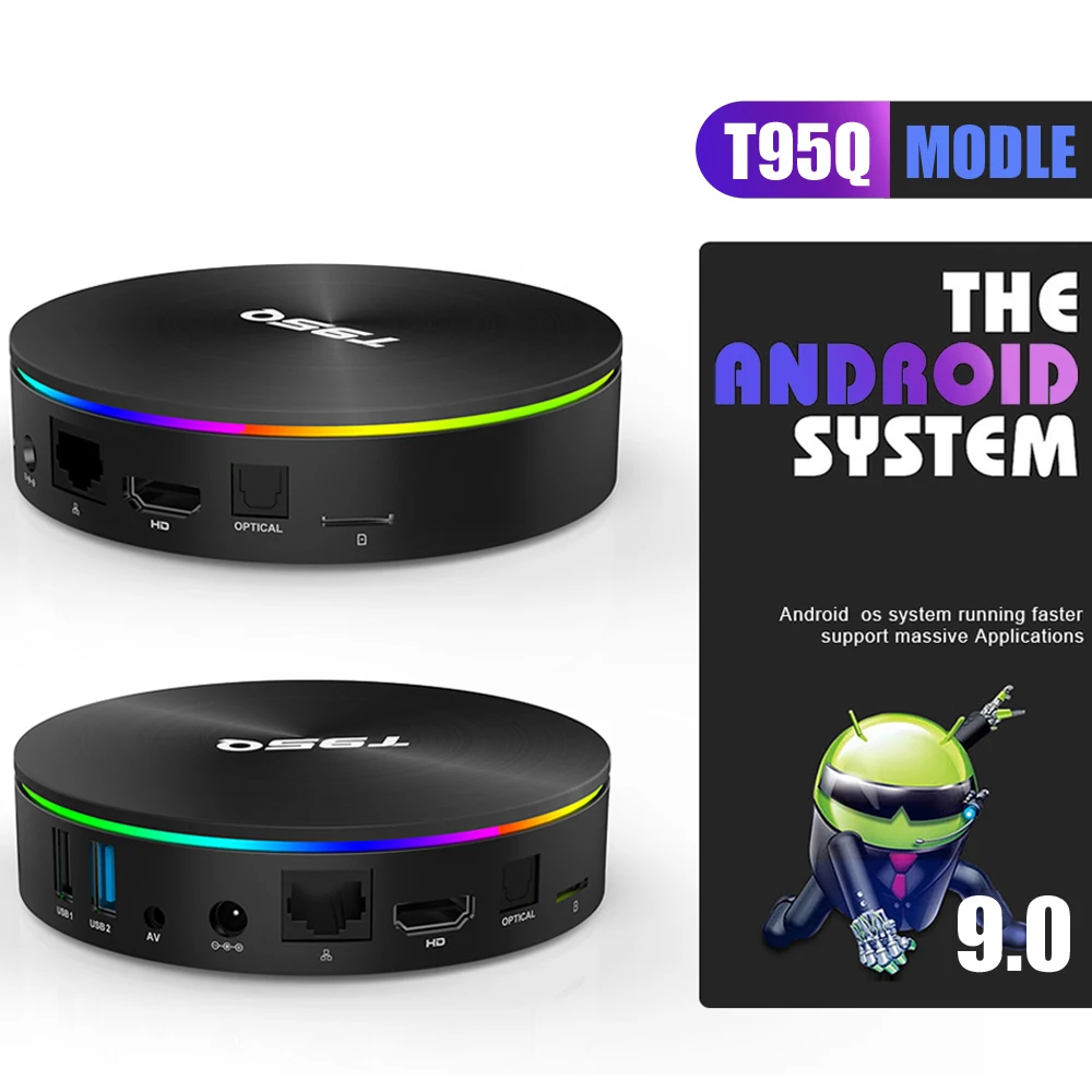 T95Q 4K смарт ТВ коробка Android 9 0 4 Гб оперативной памяти 32 встроенной 64 ГБ Amlogic S905X3 Quad