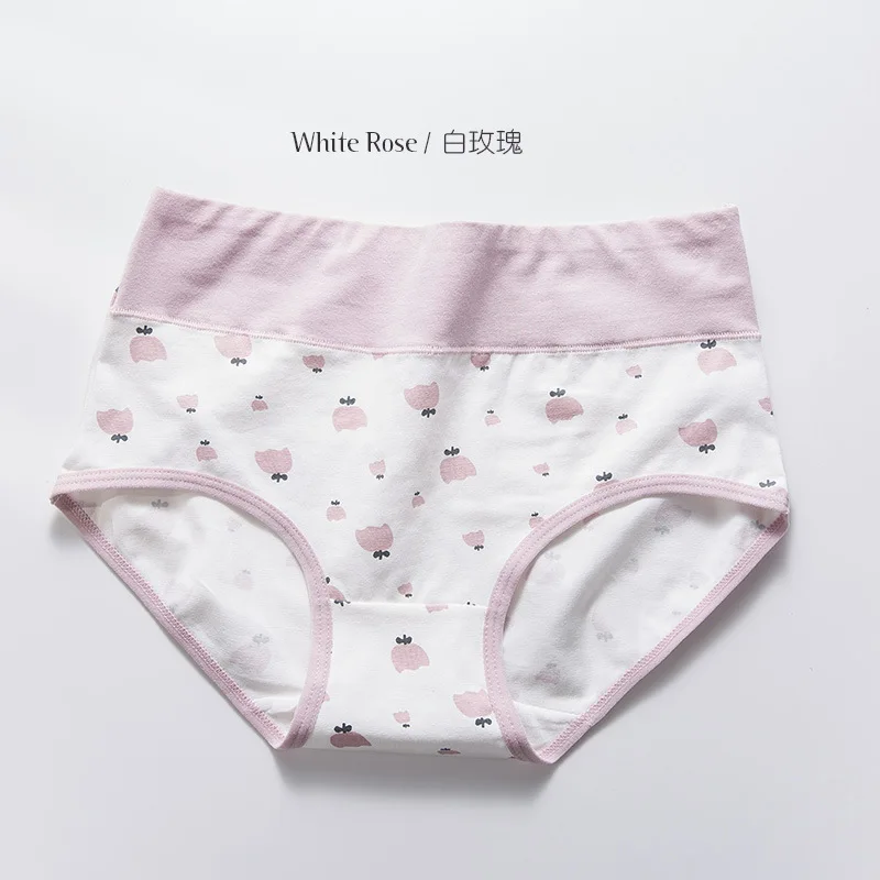 White rose Нижнее белье для девушек, хлопковое нижнее белье, высокая талия, живот, хлопок, качественная ткань, трусы, фрукты, ананас, мороженое, шорты, штаны - Цвет: White rose
