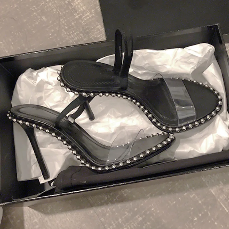 2021 новые летние пикантные женские прозрачные босоножки на высоком