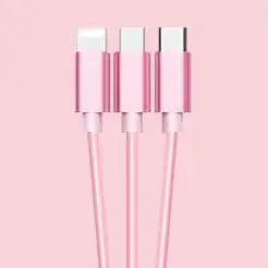 Мульти Быстрый 3 в 1 USB кабель для зарядки Micro type C 8 Pin для iPhone Android мобильный телефон Универсальный Удлинительный шнур зарядного устройства - Цвет: Pink 3in1 SS