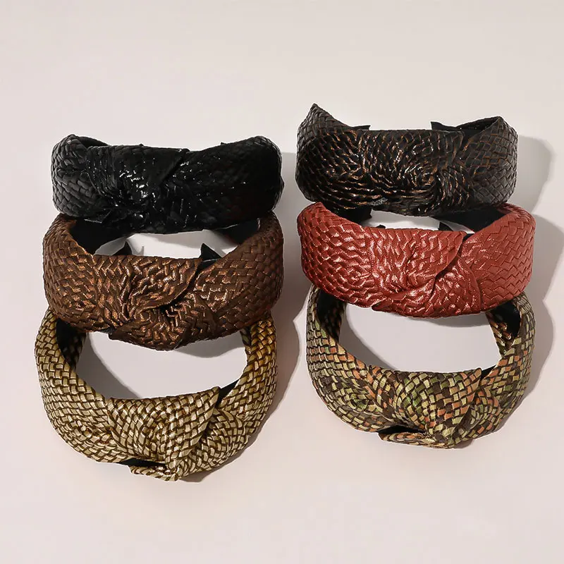 Корейская соломенная плетеная повязка рафия с перекрещивающимися узелками