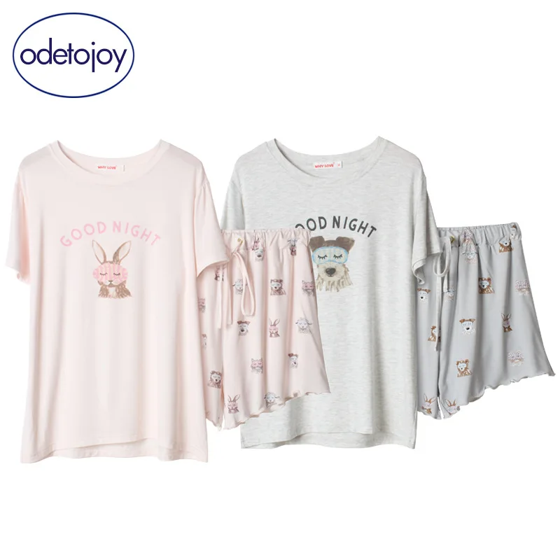 

Summer thin modal good night short-sleeved shorts home service suit cute Japanese loose casual pajamas women