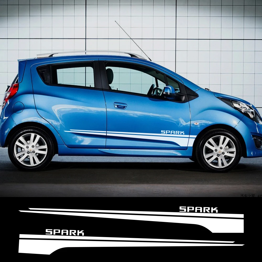 Для Chevrolet Spark автомобильные наклейки гоночные спортивные полосы Авто 2 шт. дверь