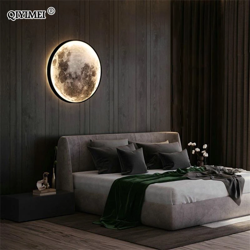 Фото Modern LED Moon Wall Lamp Minimalist Mural Indoor Lighting For Bedroom Background Wall Living ROOM Decorative Bedside Lights №5