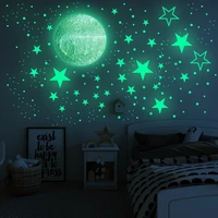 zollor diy luminous stars moon dots wall sticker fluorescence self adhesive kids room decoration light up night wall stickers